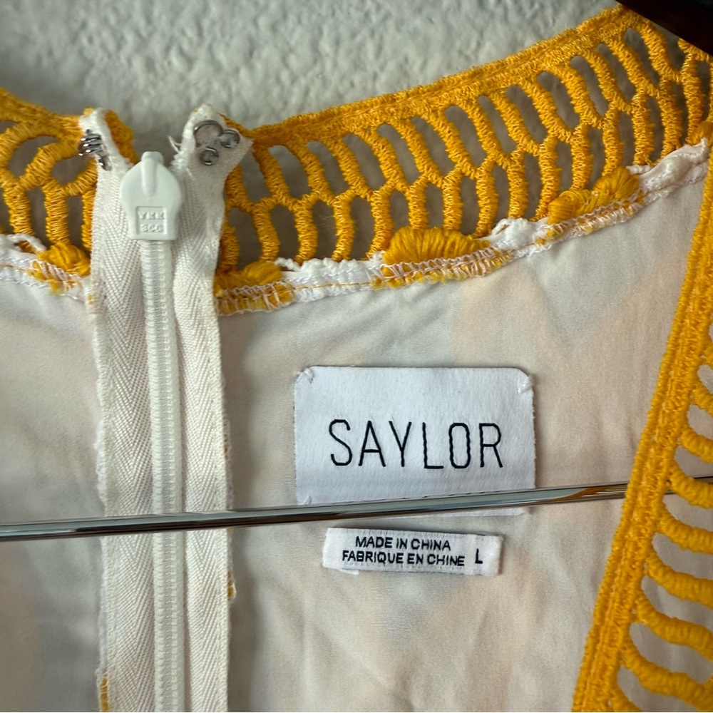 SAYLOR Yellow and White Embroidered Midi Dress - Picture 11 of 16